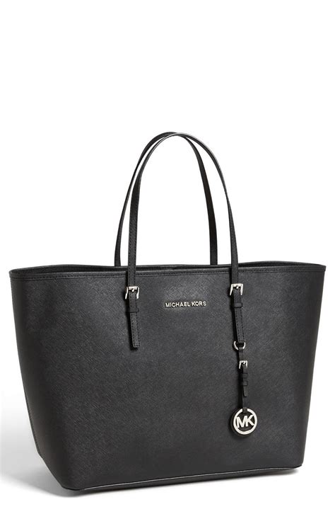 michael michael kors jet set travel md ew tote black|Michael Kors jet set silver.